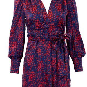 fiveseventyfive satin NAVY & RED FLORAL MINI DRESS